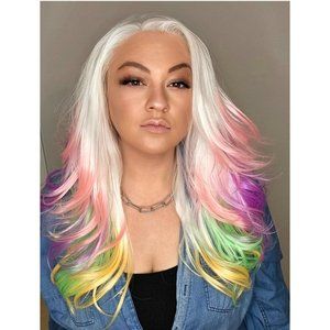 Fantasy Color Neon Blacklight Reactive Synthetic Glueless Lace Front Wig